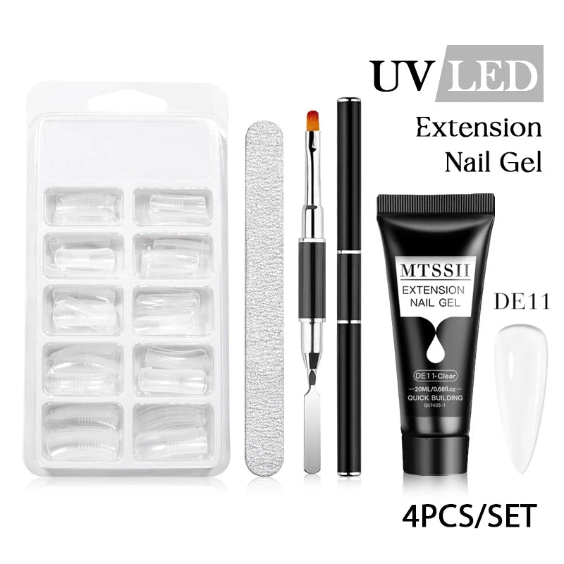 Mtssii 20ml Extension Nail Gel Set Full Manicure Kit Nude Pnk White Quick Extension Nails Building Fingertips Tools Set