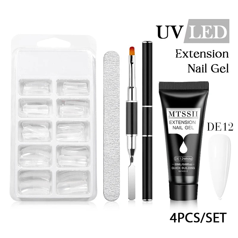 Mtssii 20ml Extension Nail Gel Set Full Manicure Kit Nude Pnk White Quick Extension Nails Building Fingertips Tools Set