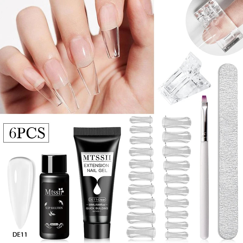 Mtssii 20ml Extension Nail Gel Set Full Manicure Kit Nude Pnk White Quick Extension Nails Building Fingertips Tools Set