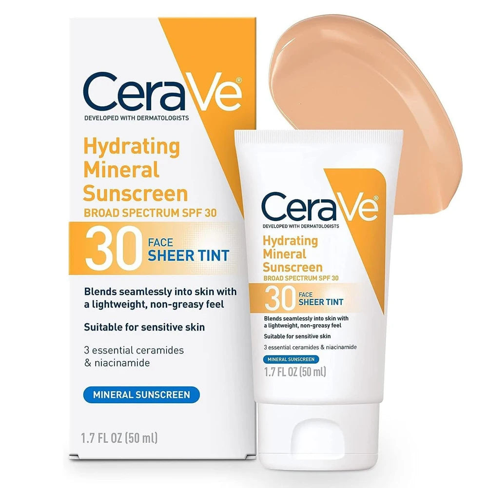 Moisturizing Mineral Sunscreen Face Sheer Tint SPF 3 UV Protection Face Cream 50ML Hydrating Face Sunscreen Oil Control