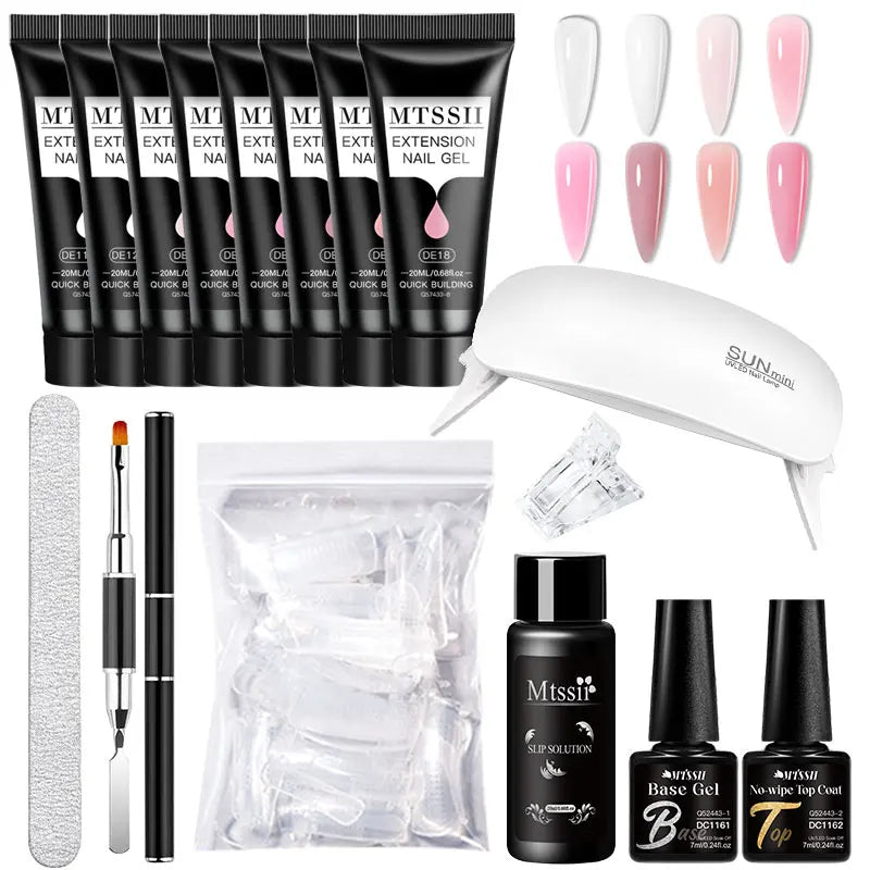 Mtssii 20ml Extension Nail Gel Set Full Manicure Kit Nude Pnk White Quick Extension Nails Building Fingertips Tools Set